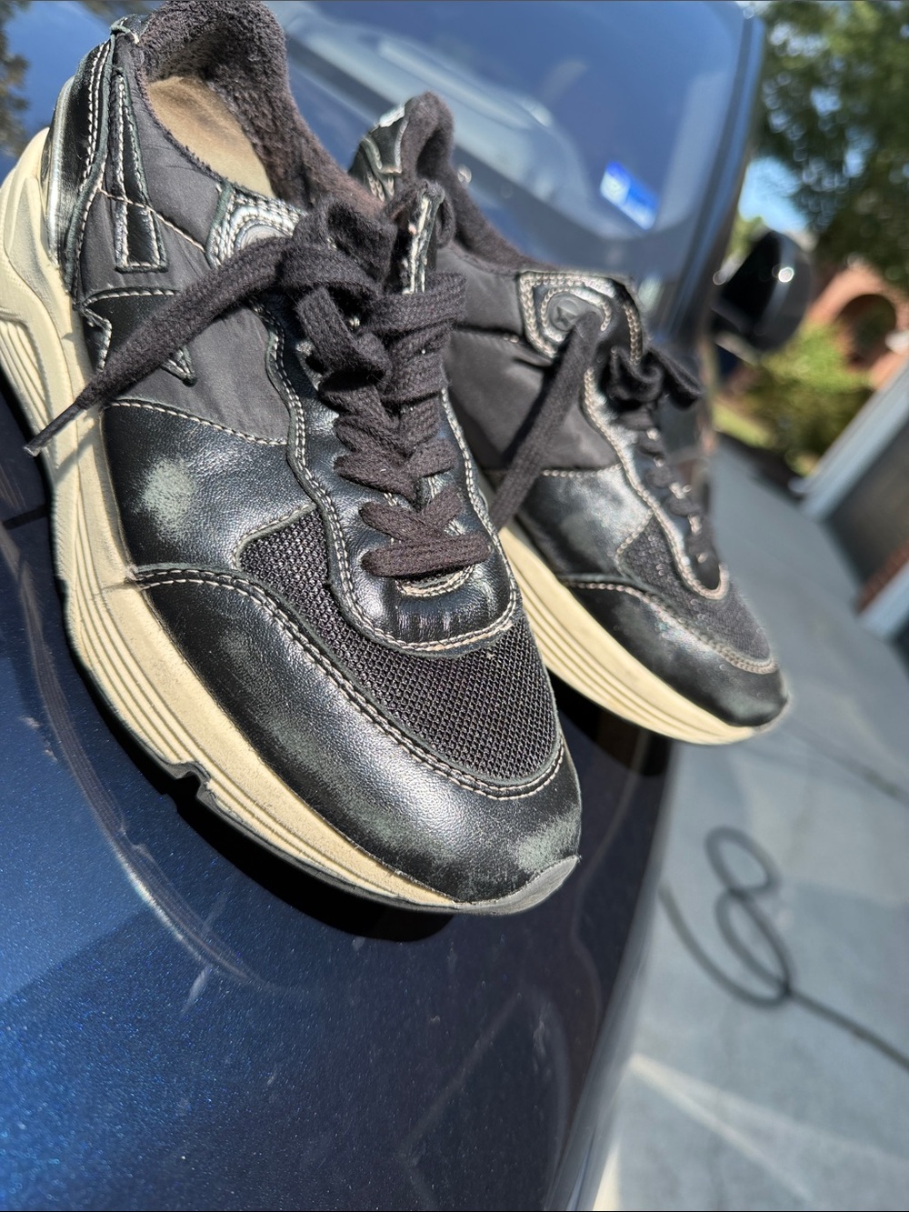 Golden Goose Black Leather & Mesh Athletic Sneakers - Picture 8 of 8